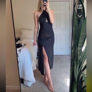 Satin Key-Hole Midi Dress